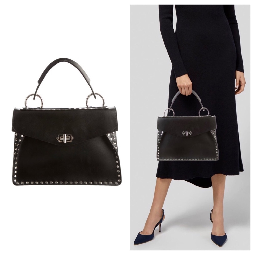 Proenza Schouler Black Studded Leather Top-Handle Satchel